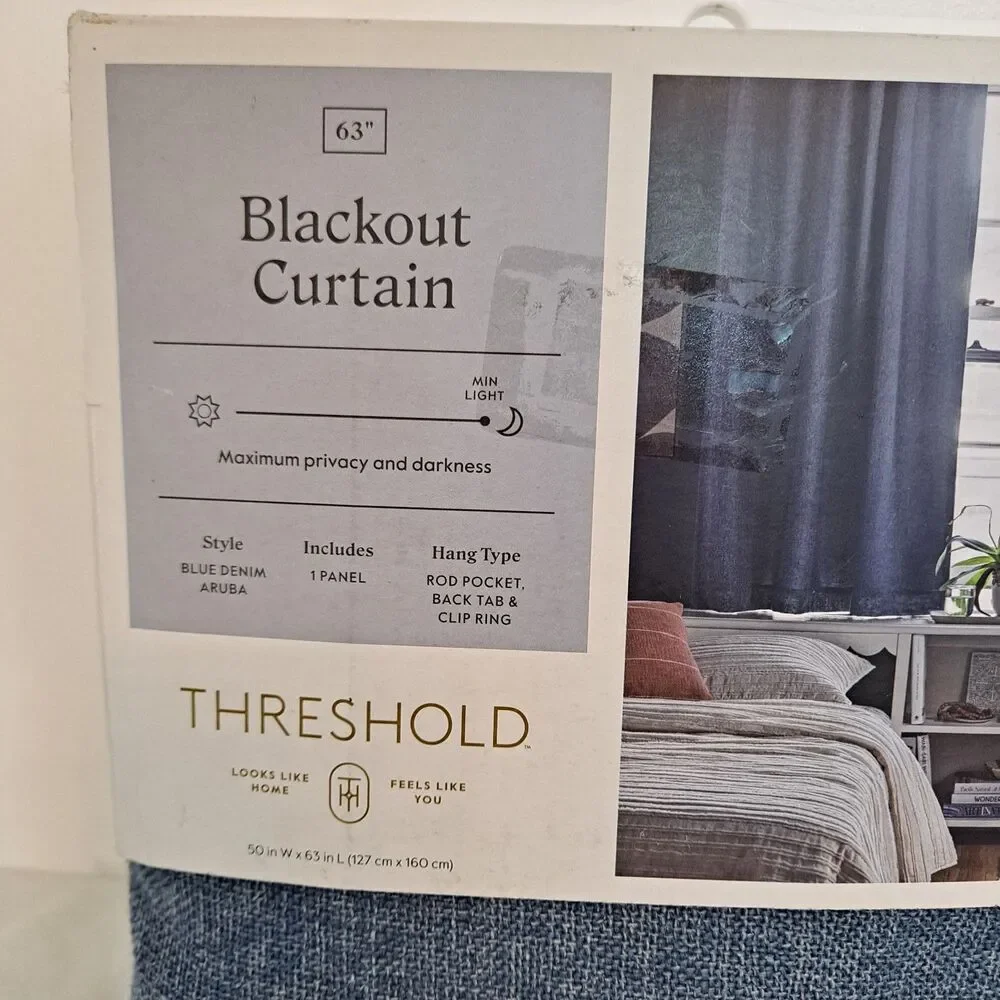 Threshold Blackout Curtain 1 Panel Aruba Blue Denim 3 Hanging Styles 50